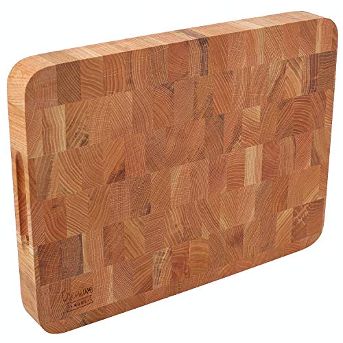 Creative Home Tabla de Cortar de Madera Grande | 40 x 30 x 4 cm | Madera de Roble Natural | Bloque de Carnicero Profesional | Reversible | Gran Accesorio para Cualquier Cocina