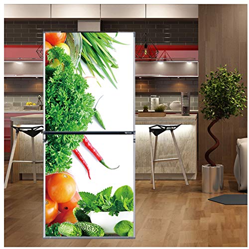 Creativo Patrón de frutas y verduras Etiqueta de refrigerador Pvc Refrigerador Puerta Cocina Autoadhesivo Pegatinas de pared Decoración Nevera Renovación 60 * 150 cm