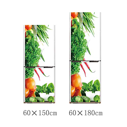 Creativo Patrón de frutas y verduras Etiqueta de refrigerador Pvc Refrigerador Puerta Cocina Autoadhesivo Pegatinas de pared Decoración Nevera Renovación 60 * 150 cm