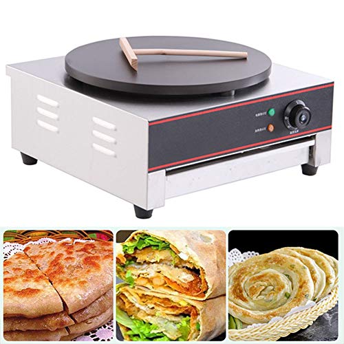 Crepe Comercial Fabricante De Una Sola Cabeza, 3KW Eléctrico Crepe Máquina 50-300 ℃ Industrial Crepe Maker Con 15,7 Pulgadas Diámetro Del Plato Crepe Calefacción Plancha Plaza Comercial