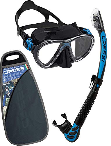 Cressi C/Set Big Eyes Evolution Alpha/UD - Kit de Snorkeling/Buceo, Unisex Niños, Negro/Azul, Talla Única