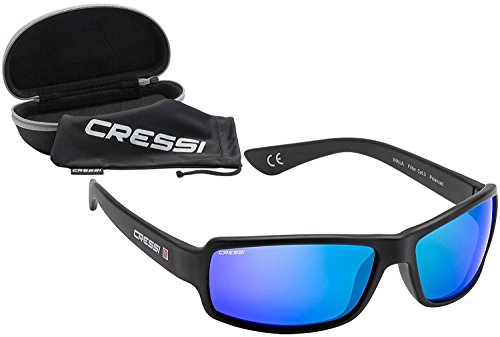 Cressi Ninja Ultra Flex Gafas de Sol, Ultra Flex Talla Única, Negro/Lentes espejadas Azul