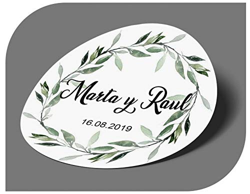 CrisPhy Pegatinas Personalizadas Boda con Nombre y Fecha, Etiquetas Adhesivas para Invitacion Boda Bautizo Compromiso Cumpleaños Fiesta Navidad Vintage Sellos