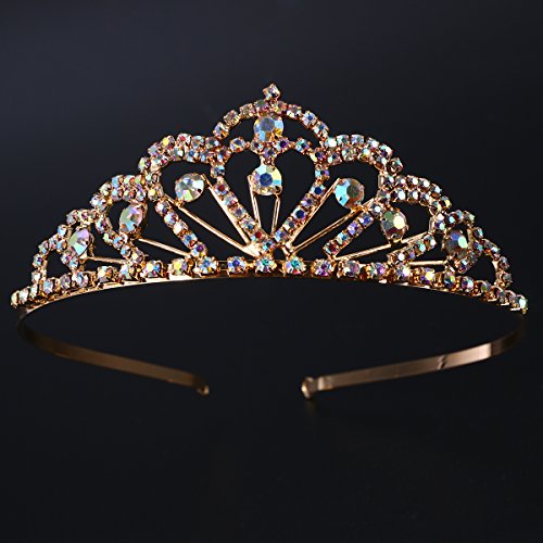 Cristal de chispa Colorido Piedras del Strass Tiara Corona Peine Diamante Princesa Tiara Casco nupcial Boda Tiara nupcial