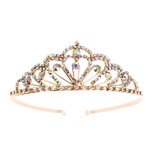 Cristal de chispa Colorido Piedras del Strass Tiara Corona Peine Diamante Princesa Tiara Casco nupcial Boda Tiara nupcial