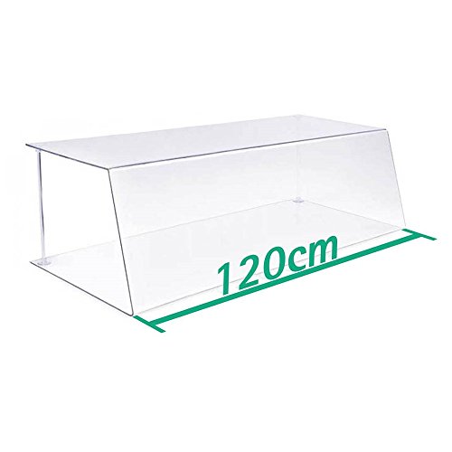 Cristal protector contra tos y saliva de A+H Kunststoffe para mostrador de establecimiento hostelero o vitrina de cocina, tipo 1, longitud 120 cm, de PETG, cristal transparente, Stärke 4mm