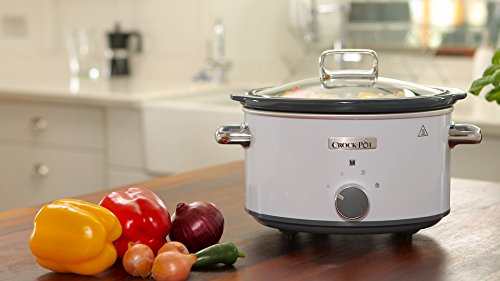 Crock-Pot CSC030X Olla de cocción lenta manual para preparar multitud de recetas, 1000 W, 3.5 litros, Acero Inoxidable, Blanco