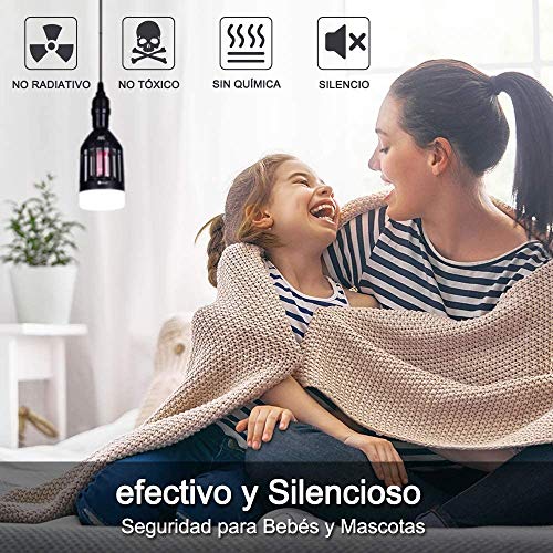 CroLED Lámpara antimosquitos - Eléctrica Interior/Exterior UV LED de 9W antiinsectos, lámpara antimosquitos, 3 Modos de iluminación, Mosquito lámpara Ultravioleta ecológica, no tóxica