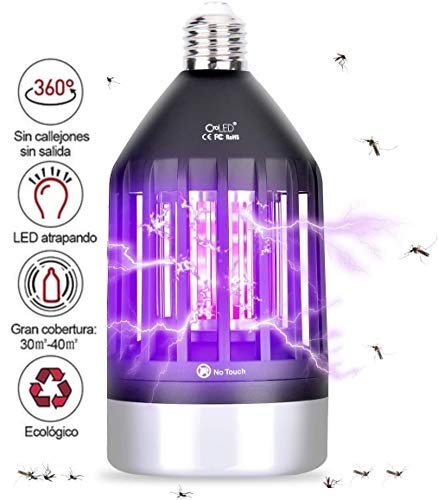 CroLED Lámpara antimosquitos - Eléctrica Interior/Exterior UV LED de 9W antiinsectos, lámpara antimosquitos, 3 Modos de iluminación, Mosquito lámpara Ultravioleta ecológica, no tóxica