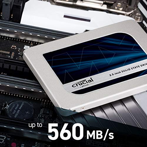 Crucial MX500 500GB CT500MX500SSD1(Z) Unidad interna de estado sólido-hasta 560 MB/s (3D NAND, SATA, 2.5 Pulgadas)