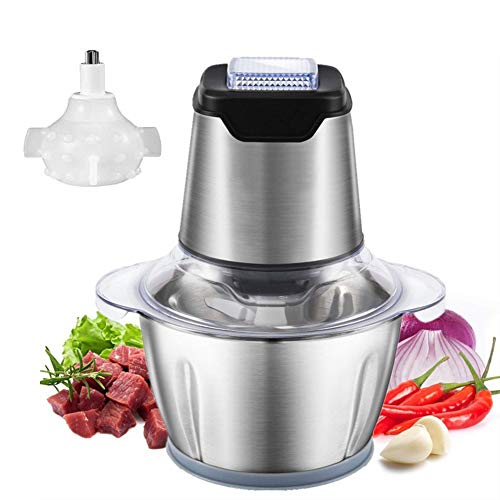 CTEGOOD Picadora de Carne eléctrica Picadora de Alimentos Mini procesadores de Cocina de Comida rápida y Lenta de 2 velocidades Picadoras para Carne, Verduras, Frutas,Silver + Peeling Garlic