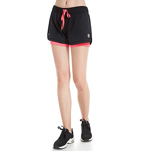 CtopoGo Pantalones Cortos de Deporte 2 en 1 para Mujer Pantalones Cortos Deportivo de Yoga para Hacer Ejercicio Pantalones Cortos para Deporte al Aire Libre Respirable