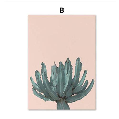 Cuadro sobre lienzo, planta suculenta fresca, planta de cactus, hoja de palma, arte mural póster nórdicos e imágenes de pared para salón