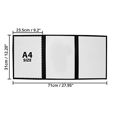 Cubierta Tres Pliegues (Pack de 10) - A4 Vinilo Transparente Tres Pliegues Estilo Americano con Esquinas de Acero Inoxidable para Restaurante, Bar y Cafetería Carpeta Menús