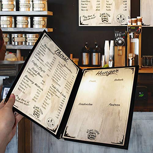 Cubierta Tres Pliegues (Pack de 10) - A4 Vinilo Transparente Tres Pliegues Estilo Americano con Esquinas de Acero Inoxidable para Restaurante, Bar y Cafetería Carpeta Menús