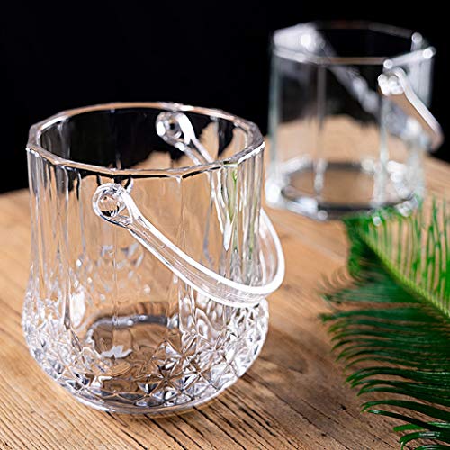 Cubiteras y Pinzas Elegante Cubo de Hielo de Cristal con Asas, Cubo de Enfriador de Vino, Cubo de Vidrio, Seguro y Perfecto for la Barra de su hogar Contenedor de Vino Almacenamiento de Cerveza