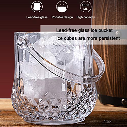 Cubiteras y Pinzas Elegante Cubo de Hielo de Cristal con Asas, Cubo de Enfriador de Vino, Cubo de Vidrio, Seguro y Perfecto for la Barra de su hogar Contenedor de Vino Almacenamiento de Cerveza