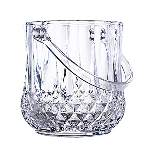 Cubiteras y Pinzas Elegante Cubo de Hielo de Cristal con Asas, Cubo de Enfriador de Vino, Cubo de Vidrio, Seguro y Perfecto for la Barra de su hogar Contenedor de Vino Almacenamiento de Cerveza