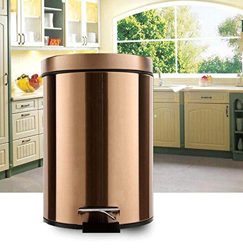 Cubo de basura Contenedor para pedales para la cocina Bote de basura de acero inoxidable, Contenedores de baño con tapas, Contenedor pequeño para lavamanos, Baño, Baño ( color : Bronce , Tamaño : 8L )