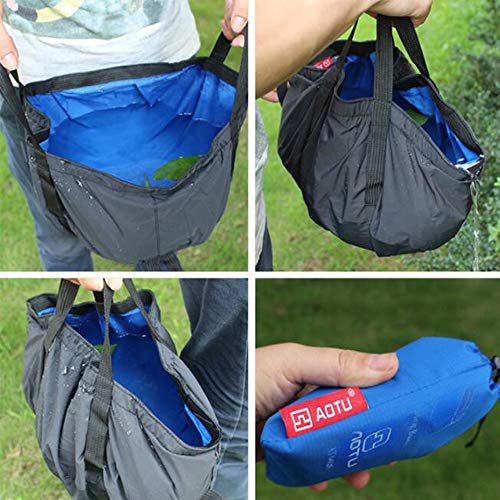 Cubo plegable de primera calidad - Campamento portátil Fregadero Picnic Verduras Pesca Lavabo Lavabo A prueba de fugas Nylon Ligero Durable 8.5L (Azul)