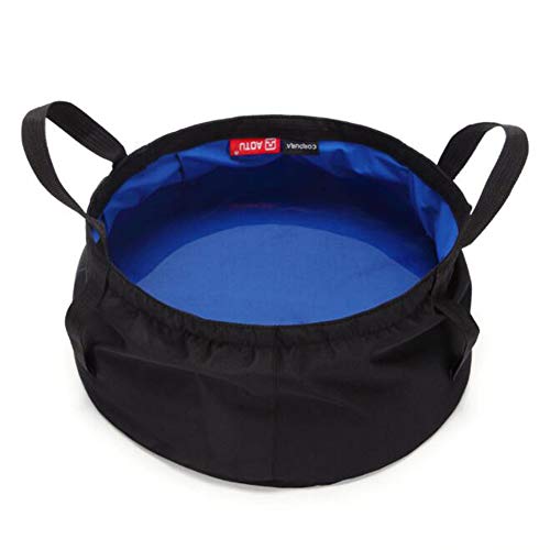 Cubo plegable de primera calidad - Campamento portátil Fregadero Picnic Verduras Pesca Lavabo Lavabo A prueba de fugas Nylon Ligero Durable 8.5L (Azul)