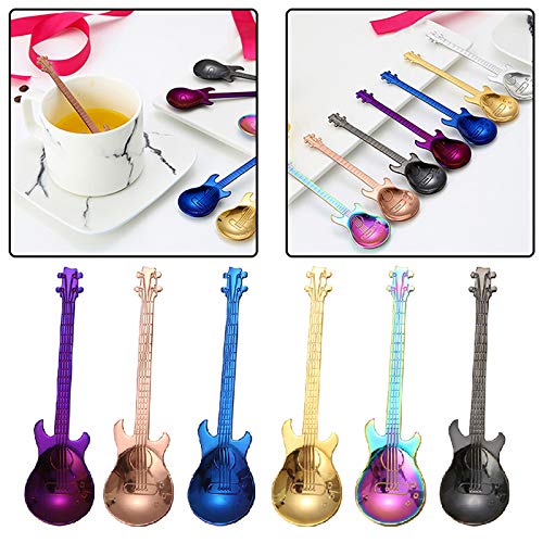 Cucharas de Acero Inoxidable, Guitarra Cucharillas de café, Ideal para cucharadita/azúcar/Yogur/Bebidas Calientes/Postre y Helado