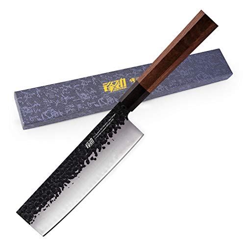 Cuchillo Nakiri de 7 pulgadas de Findking-Dynasty series-3 capas de acero revestido 9CR18MOV con mango de octágono Cuchillo Gyuto