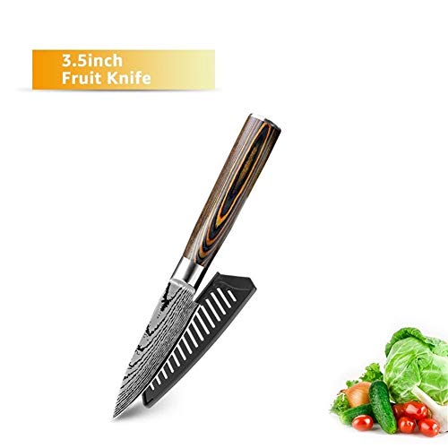 Cuchillos cocina Cuchillo láser lijado chef cuchillos de cocina del cuchillo 7Cr17 japonesa 440C alto contenido de carbono del acero inoxidable de imitación de Damasco profesionales set Cuchillo chef