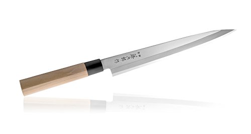 Cuchillos Japonéses Cocina para Sushi y Sashimi Profesional Tojiro - Acero Molibdeno Vanadium - Hoja Ultra Afilado - Mango Madera - de Japon (Yanagiba 27 cm, F-1058)