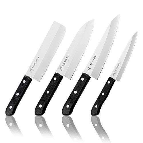 Cuchillos Japonéses Cocina Profesional - Tojiro Western Knife - Acero Carbono VG10 3 capas - Hoja Ultra Afilado - Mango ECO Madera - de Japon (Nakiri (para Verduras) 165 mm, F-310)