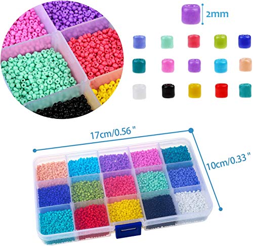 Cuentas de Colores 3mm Mini Cuentas y Abalorios Cristal para DIY Pulseras Collares Bisutería (15 Colores)