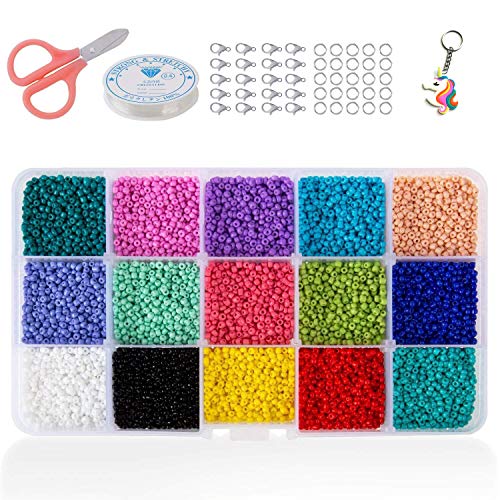 Cuentas de Colores 3mm Mini Cuentas y Abalorios Cristal para DIY Pulseras Collares Bisutería (15 Colores)