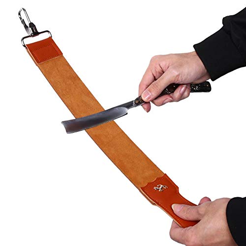 Cuero genuino Razor Strop, Afilador de afeitar Afilado de la correa Paddle Strop Doble cara para la navaja Cuchillo plegable Correa de afeitado