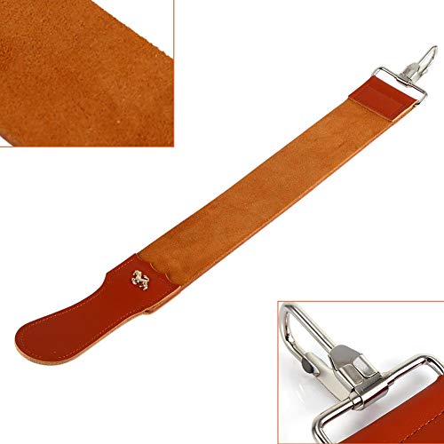 Cuero genuino Razor Strop, Afilador de afeitar Afilado de la correa Paddle Strop Doble cara para la navaja Cuchillo plegable Correa de afeitado