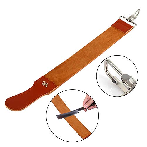 Cuero genuino Razor Strop, Afilador de afeitar Afilado de la correa Paddle Strop Doble cara para la navaja Cuchillo plegable Correa de afeitado