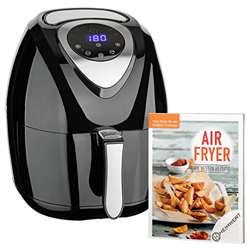 CUISINIER DELUXE- Freidora de aire caliente extra grande de calidad Premium, con pantalla digital y 7 programas | 3,2L de capacidad | Libre de aceite | + libro de cocina Original Airfryer