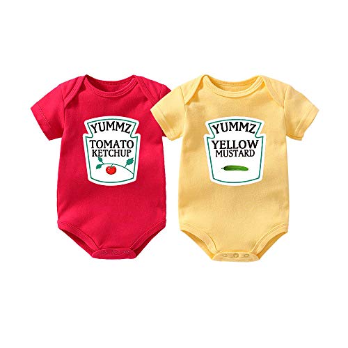 culbutomind Yummz Tomate Ketchup Amarillo Mostaza Rojo y Amarillo Mono Bebé Niño Twins Ropa de Bebé Twins Bebé Niños Niñas