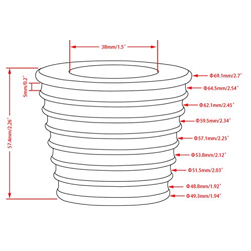 Cuña para Cono de sombrilla para Apertura de Orificio de Mesa de Patio o Base de Parasol Base 1.8 a 2.4 Pulgadas, diámetro de Poste de sombrilla 1 1/2 Pulgada / 38 mm（1 Pieza, Negro）