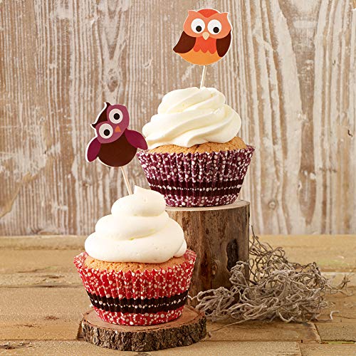 CupCake Deco-Set, Eulen: 24 Förmchen, 12 Fahnen