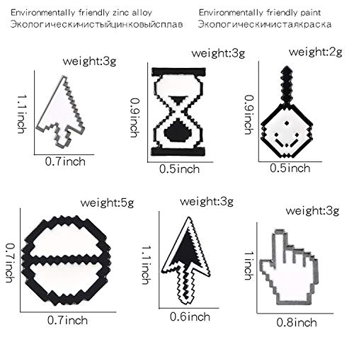 Cursores clásicos de píxeles PS AI Photoshop barra de herramientas de reloj de arena para computadora con icono de ratón, puntero de mano, flecha esmaltada, Broches de pines, 1