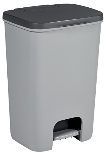 Curver 229241 Cubo De Basura Essentials, Cuerpo Gris / Tapa Antracita, 35.4x31.1x53 cm