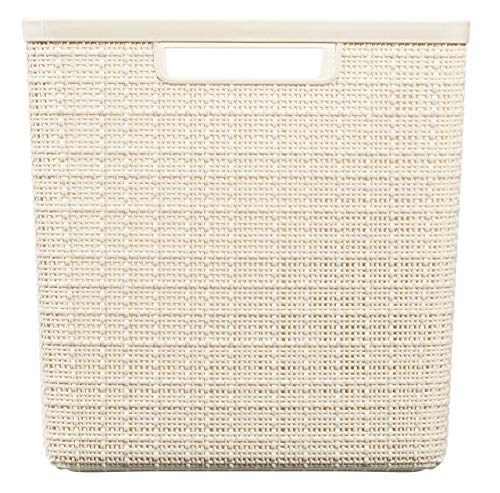 CURVER Cesta Jute 100% plástico Reciclado Cuadrada, Blanco Roto, L: 17 L