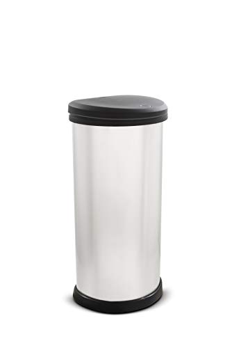 CURVER Deco Bin Cubo de Basura de 40 L, Plateado