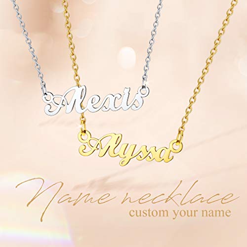 Custom4U Ashley Nombres Particulares Colgantes Dorados Acero Inoxidable 316L Collares Modernos para Parejas Regalo de Cumpleaños