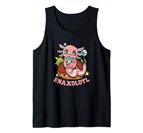 Cute & Funny Snaxolotl Adorable Snacking Axolotl Camiseta sin Mangas