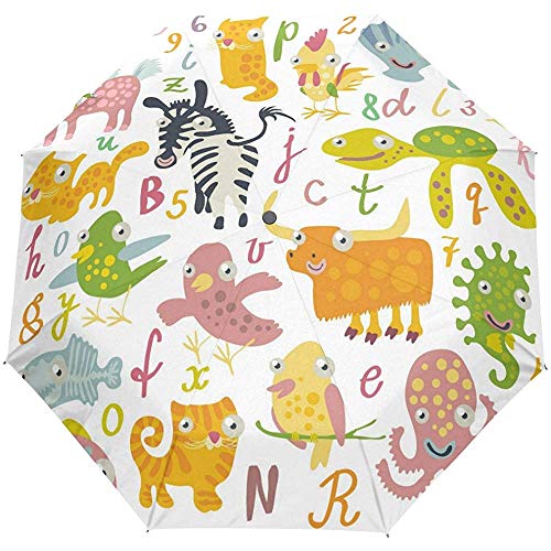 Cute Kids Animal Map World Alphabet Number Auto Open Cerrar Sun Rain Umbrella