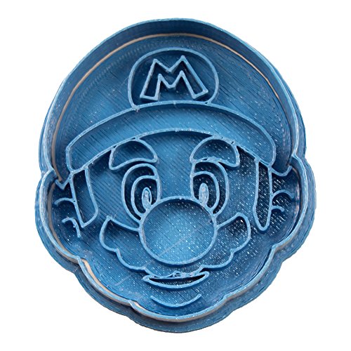 Cuticuter Bros Cortador de Galletas, Diseño Mario Cara, Azul, 8x7x1.5 cm