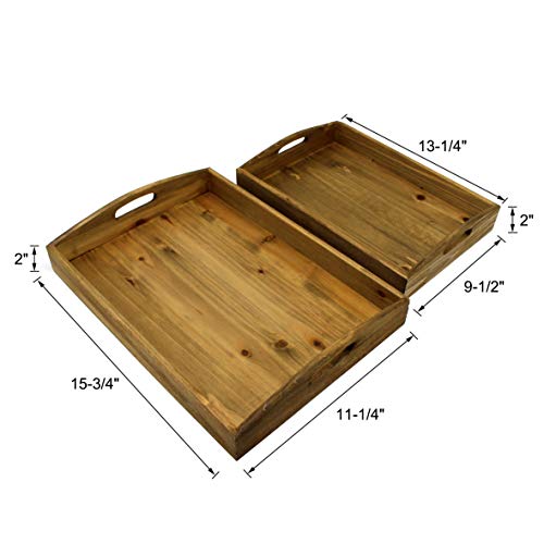 CVHOMEDECO. Primitives - Bandeja de madera para servir vajilla, cocina, comida, desayuno, café, bar, fiesta o exhibición, juego de 2