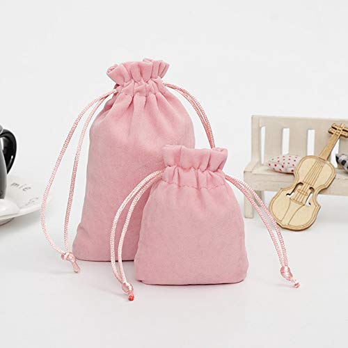 CZSM Bolsas de la joyería, 50Pcs del paño del Terciopelo Bolsos de Lazo para la Fiesta de Navidad del Caramelo de la Boda favorece el Regalo, 8x10cm,Rosado