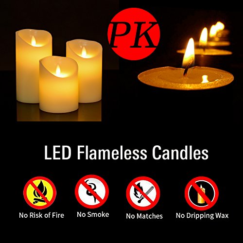 Da by's LED Candle, 3 Llama LED parpadeante (10 cm, 12,8 cm, 15,2 cm), Vela sin llama de 300 horas y control remoto de 10 botones.[Clase de eficiencia energética A]. [Clase de eficiencia energética A]